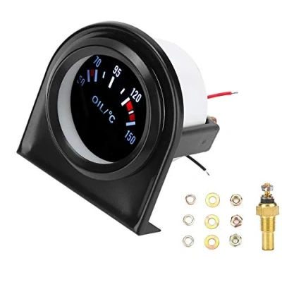 Afbeelding van auto olietemperatuurmeter, 2 inch 52 mm zwarte led wijzer oliemeter zwart paneel olietemperatuurmeter gemodificeerd instrument