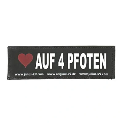Afbeelding van Julius K9, 162LR G 08477, ORIGINELE Verwisselbare Patches, Maat: Groot, Zwart label met witte fluorescerende tekst, 1 paar, Love AUF 4 PFOTEN