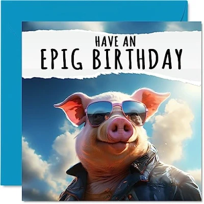 Afbeelding van Varken Verjaardagskaarten voor Vrouwen Mannen EPIG Dier 145mm x Wenskaarten, Verjaardagskaart Mama Vader Zuster Broer Dochter Oom Tante Bestie Werk Collega Vriend Grappige Bday kaarten