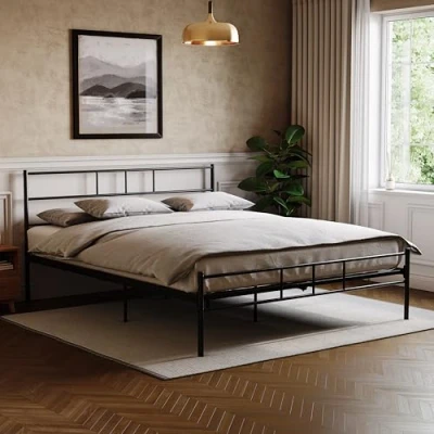 Afbeelding van Vida Designs Dorset bed, zwart, metaal, 4ft6 dubbel, H 96 x W 50 D 17,5 cm