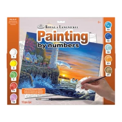 Afbeelding van Schilderen op nummer Paint by numbers Volwassenen Vuurtoren bij zonsondergang