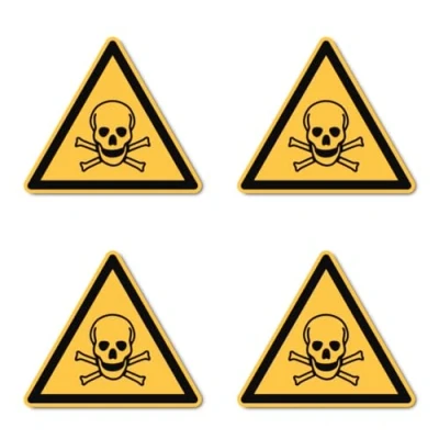 Afbeelding van Waarschuwing voor giftige stoffen: W016 DIN EN ISO 7010 / ASR A1.3 stickers: 10 cm, 4 stuks