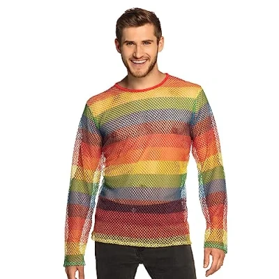 Afbeelding van Boland Visnet shirt Regenboog (L/XL) Volwassenen Danser/danseres 80&#039;s &amp; 90&#039;s Pride Progress Unicorn