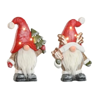 Afbeelding van Kerstversiering Home ESPRIT Wit Rood Kabouter 25 x 11,5 38 cm (2 Stuks)