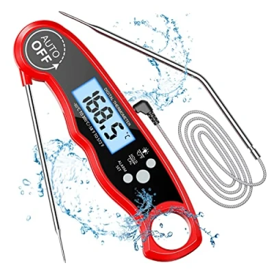 Afbeelding van Digitale vleesthermometer, direct lezen, braadthermometer, grillthermometer, externe lange sonde met 102 cm roestvrijstalen kabel, alarminstelling, oventhermometer voor keuken, barbecue