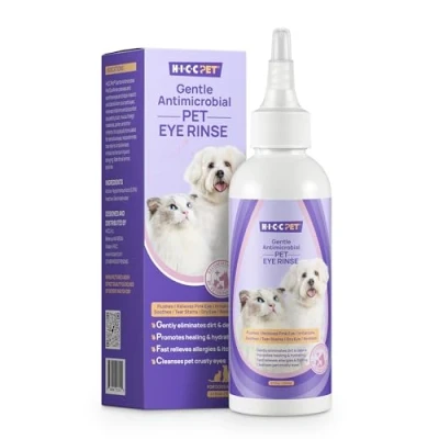 Afbeelding van HICC PET Hondenoogdruppels 150 ml, oogdruppels voor honden en katten met zachte niet irriterende formule, dagelijkse hondenoogreiniger effectieve traanvlekkenverwijderaar natuurlijke