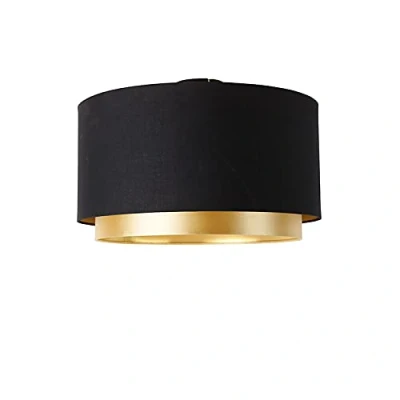 Afbeelding van QAZQA Moderne plafondlamp zwart met goud 47 cm duo kap Combi