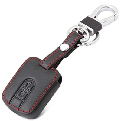 Afbeelding van Happyit leren autosleutel afdekkingshoes sleutelhanger voor Nissan Qashqai Micra Navara Almera 2 toetsen afstandsbediening