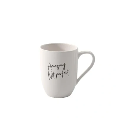Afbeelding van Villeroy &amp; Boch Statement, beker met handvat, I am Amazing Not Perefect&quot;, 280 ml, premium porselein, wit