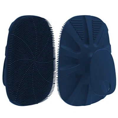 Afbeelding van HieerBus Siliconen lichaamsschrobber douchebadborstel voor het voeden, reinigen en exfoliëren van vrouwen mannen antislip handvat, goed schuimen, duurzaam gemakkelijk schoon te maken,