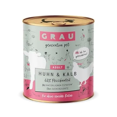 Afbeelding van GRAU het origineel Natvoer voor katten Kip &amp; kalfsvlees, 6 verpakking (6 x 800 g), graanvrij, volwassen
