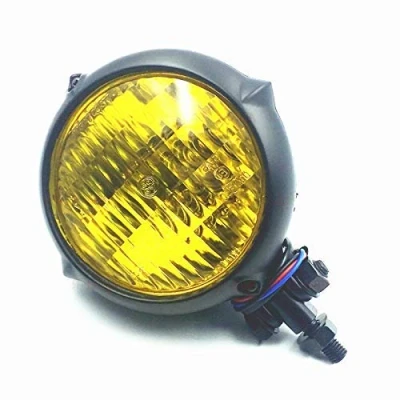 Afbeelding van Retro Motorfiets Bottom Mount Hoge Dimlicht Koplamp Lamp Voor Harley 883 Cruiser Chopper Cafe Racer Shadow Honda Kawasaki Suzuki Yamaha Grote Hond Custom (Zwart/Amber)