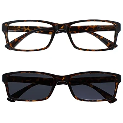 Afbeelding van The Reading Glasses Leesbril met schubben, UV400, zonnelezer, dubbele verpakking, mannen/vrouwen, RS92 2 +1,00
