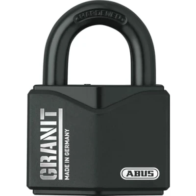 Afbeelding van ABUS Graniet hangslot 37/55 voor gebruik buitenshuis, van gehard speciaal staal, met Plus schijfcilinder, veiligheidsniveau 10, zwart