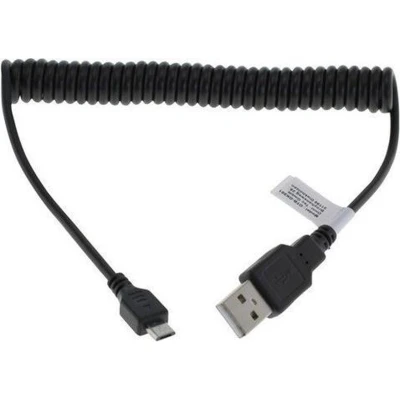 Afbeelding van Micro USB Datakabel Spiraalkabel Zwart