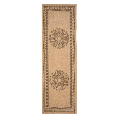 Afbeelding van Jute Balkonkleed Boho Mandala Beige/zwart 80x250 Cm