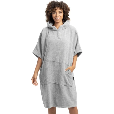 Afbeelding van HOMELEVEL badponcho voor dames en heren Maat S M strandponcho 100% katoen Surfponcho volwassenen Lichtgrijs
