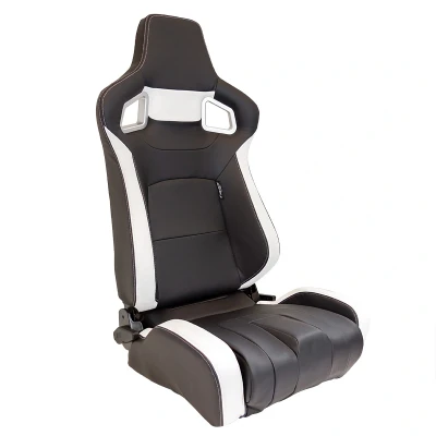 Afbeelding van AutoStyle Sportstoel &#039;RS6 II&#039; Mat zwart/Wit Kunstleder Dubbelzijdig verstelbare rugleuning incl. sledes