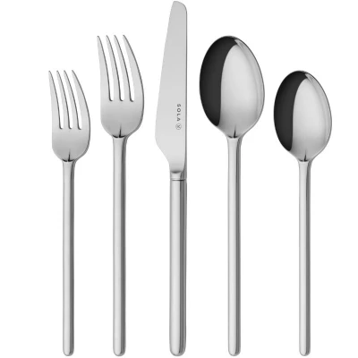 Afbeelding van Sola New Dutch Bestekset 8 Persoons 70 Delig RVS Bestek Set Zilverwit Edelstaal 18/10 Vaatwasserbestendig Zilver