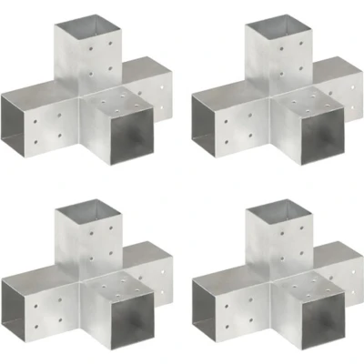 Afbeelding van Paalverbindingen 4 st X vorm 81x81 mm gegalvaniseerd metaal