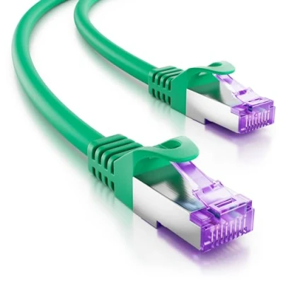 Afbeelding van deleyCON 10m CAT7 Netwerkkabel 10 Gigabit RJ45 Patchkabel Ethernetkabel (Koper, SFTP PiMF Afscherming) voor Highspeed LAN DSL Switch Modem Router Patchpanel CAT6 CAT5 Groen