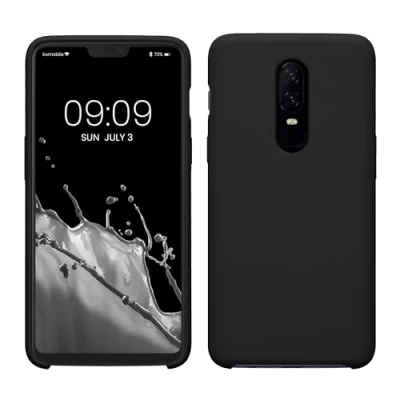Afbeelding van kwmobile telefoonhoesje geschikt voor OnePlus 6 Hoesje met siliconen coating Smartphone case in mat zwart
