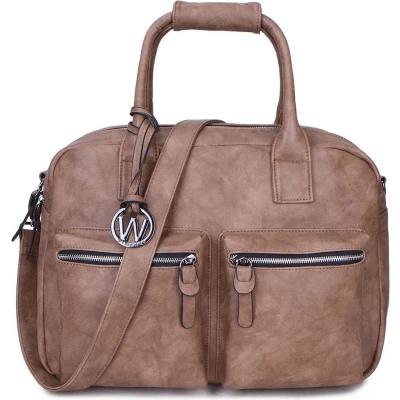 Afbeelding van Wimona Alessia Two 1107 Schoudertas / Laptoptas 15,4 inch Taupe