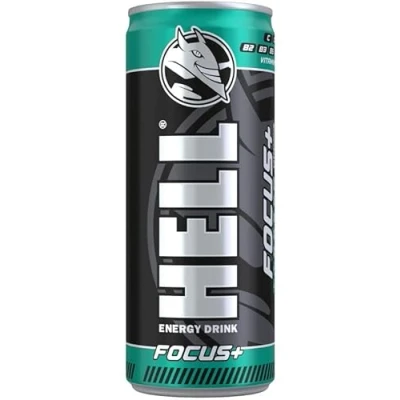 Afbeelding van FOCUS+ Energy Drink +20% meer cafeïne, vitamine B2, B3, B6, B12, C &amp; D, zonder conserveringsmiddelen, milieuvriendelijke verpakking, 24 x 250ml, compatibel met HELL