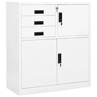 Afbeelding van vidaXL Kantoorkast 90x40x102 cm staal wit, kabinet, opbergkabinet, archiefkast, kabinetten, opbergkabinetten, archiefkasten, kantoor archiefkast