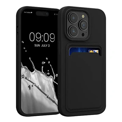 Afbeelding van kwmobile telefoonhoesje geschikt voor Apple iPhone 14 Pro Hoesje met pasjeshouder TPU case in zwart
