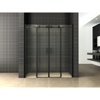 Afbeelding van Wiesbaden schuifbare nisdeur 4 d. mat zwart 1800x2000 chr.8mm NANO