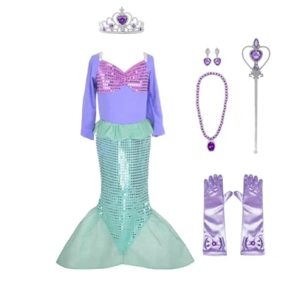 Afbeelding van Lito Angels Prinses Zeemeermin Kostuum met Accessoire Ariel Fancy Dress Up voor Peuter Meisjes, Verjaardagsfeest Outfit Maat 104 (Leeftijd 3 4 Jaar) (Markeringsnummer 100)