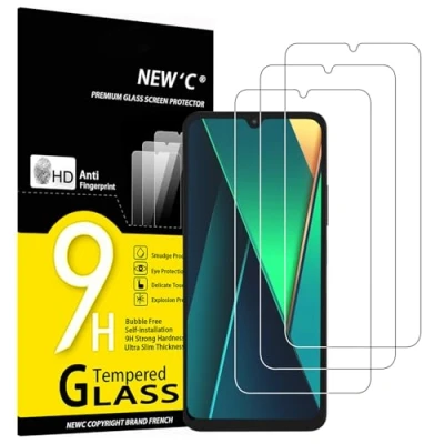 Afbeelding van NEW&#039;C 3 Stuks, Screen Protector voor Xiaomi POCO C75, Redmi A4, Gehard Glass Schermbeschermer Luchtbelvrij Ultrabestendig (0,33 mm HD Ultra transparant) 9H hardheid glas