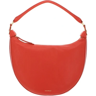 Afbeelding van COCCINELLE Leren Schoudertas Sunnie Handbag Grained Leather Tangerine Oranje