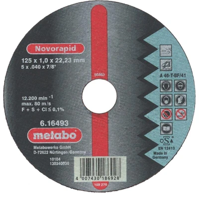 Afbeelding van Metabo Accessoires Doorslijpschijf Ø 115X1,0X22,23 Inox Novorapid 616492000