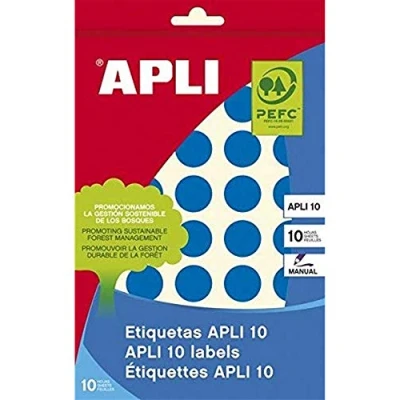 Afbeelding van APLI 2743 Blauwe etiketten 10 Ø 19,0 mm 8 vellen