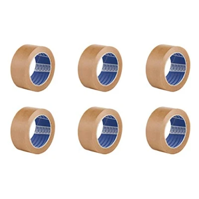 Afbeelding van ACIT Ecologische bruine papieren plakband Pack van 6 rollen 50 meter x mm zonder oplosmiddelen