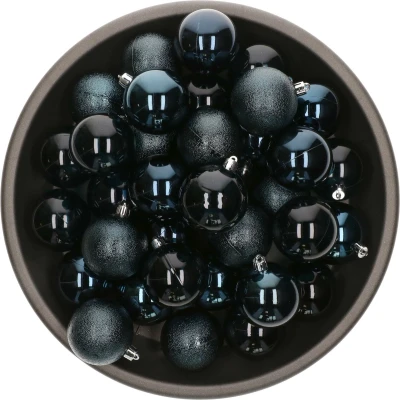 Afbeelding van Decoris kerstballen 25x stuks 6 cm kunststof donkerblauwAaA  Kerstbal