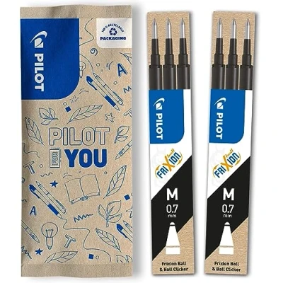 Afbeelding van Pilot Frixion Reserve vullingen, set van 2, 3 vullingen met uitwisbare inkt in zwart, compatibel Ball en Clicker, gemiddelde sterkte, gelrollervulling