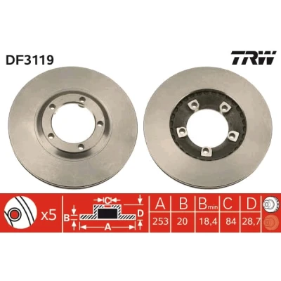Afbeelding van Trw Remschijf DF3119