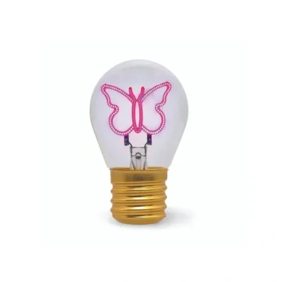 Afbeelding van Legami Tafellamp in gloeilampvorm, oplaadbaar met USB kabel, draadloos, Bulb Fiction, thema vlinder, 6,8 x 10,3 cm