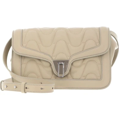 Afbeelding van COCCINELLE Leren Schoudertas Marvin Twist Matelasse Handbag Gelso Kaki