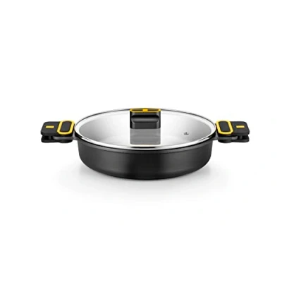 Afbeelding van BRA Daily Pro Kookpan, laag, 24 cm, gegoten aluminium, antiaanbaklaag, PFOA vrij, geschikt voor alle warmtebronnen en inductie