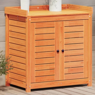 Afbeelding van Oppottafel met schappen 82,5x50x86,5 cm grenenhout bruin