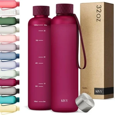 Afbeelding van KIVY Drinkfles 1 l, geschikt voor koolzuurhoudende en lekvrij, sport, school kantoor, drinkfles, sportfles, fitnessdrinkfles, liter, BPA vrij