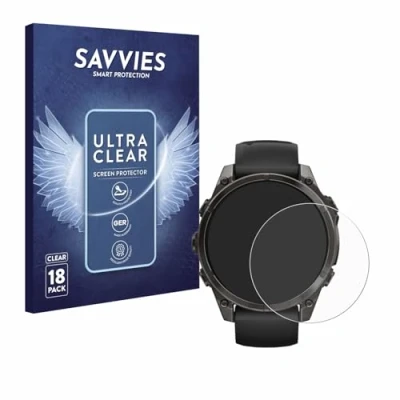 Afbeelding van Savvies Screenprotector voor Garmin Fenix 8 AMOLED (47 mm) Folie Beschermfolie transparant (18 Stuks)