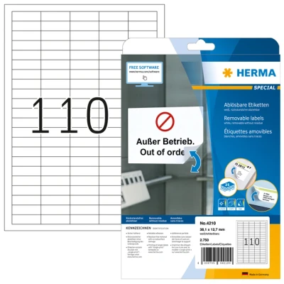Afbeelding van Etiket HERMA 4210 38.1x12.7mm verwijderbaar wit 2750stuks