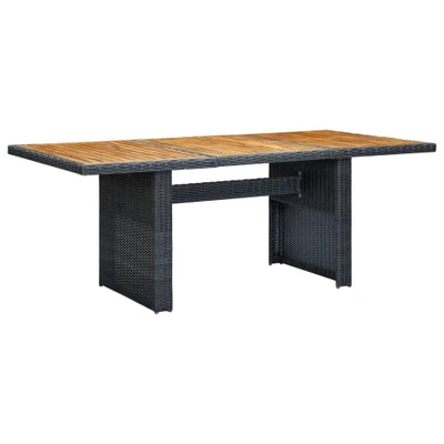 Afbeelding van Tuintafel poly rattan en massief acaciahout donkergrijs