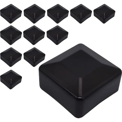 Afbeelding van SKIR&#039;CO (12 stuks) hekpaaldoppen, vierkant 50 x mm zwarte kunststof doppen voor hekpalen, zwart RAL 9005 kleur