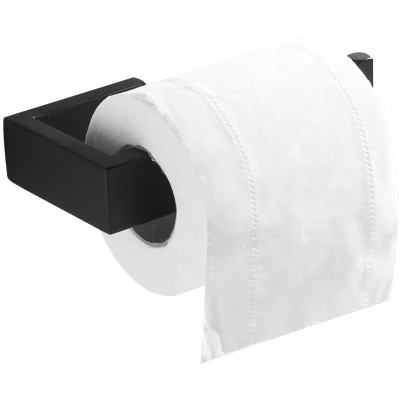 Afbeelding van Badkamer toiletpapier houder zonder deksel SUS 304 roestvrij staal mat zwart afwerking muur gemonteerde